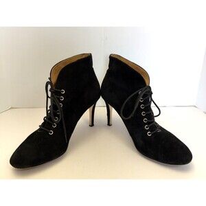 Corso Como Myer Lace Up Heeled Suede Ankle Boot Black Women's Sz 7.5